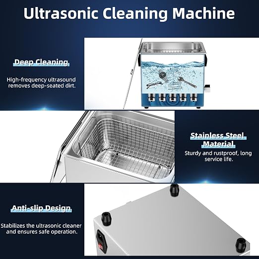 Ultrasonic Cleaner 15L 360W Digital Ultrasonic Cleaning Machine with Upgraded Degassing & Gentle Mode, 40kHz, with Heater & Timer for Tools, Jewelry, Watches, Glasses, Dentures, Small Parts
