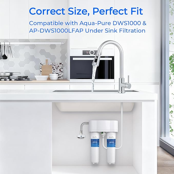 DW8090 Under Sink Filter Replacement, Compatible with 3M Aqua Pure AP-DW80/90, AP-DWS1000, AP-DWS1000LF Under Sink Filtration System, 1 Set