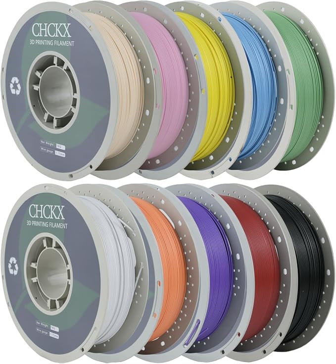 10KG Matte PETG 3D Printer Filament Bundle, 1.75mm PLA Filament for Most FDM 3D Printers,Orange+White+Black+Red+Green+Blue+Yellow+Purple+Skin+Pink