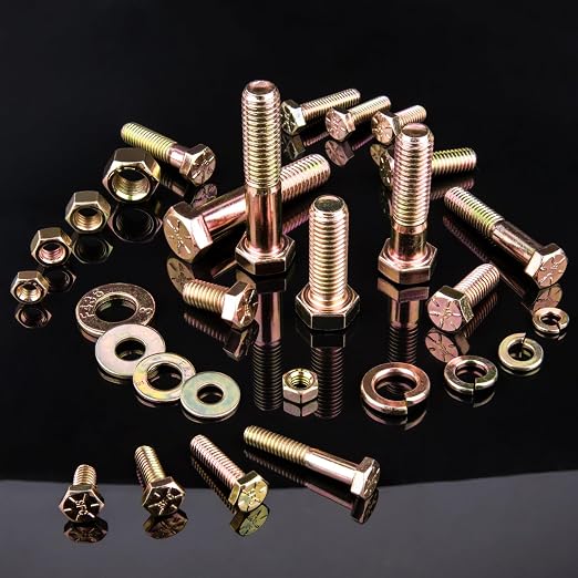FOLIV 523PCS Grade 8 Bolts and Nuts Assortment Kit, Heavy Duty Nut and Bolt Assortment, 1/4-20 5/16-18 3/8-16 SAE Hex Bolts, Length from 1/2" to 1-1/2"