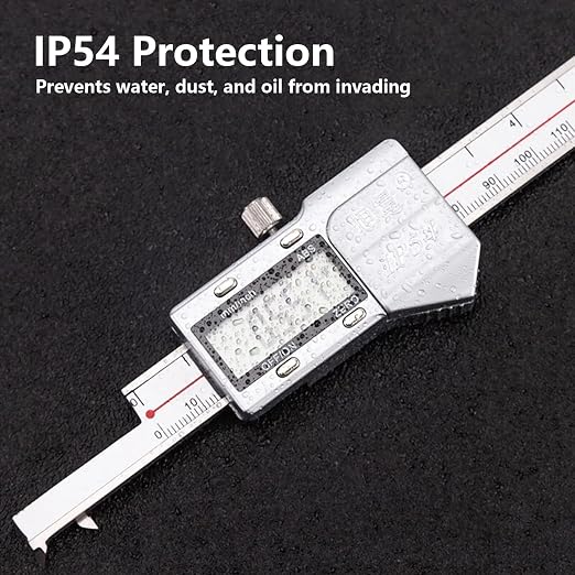 Inside Groove Width Digital Caliper with Hook, Measure Width of Grooves Inside Bores, Range 3-150mm, Resolution 0.01mm, mm/inch, Stainless Steel