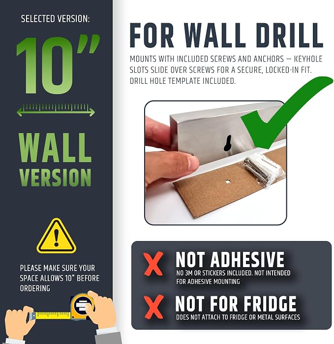 HMmagnets Premium 10 Inch Stainless Steel Magnetic Knife Holder For Wall - Professional Magnetic Knife Strip - Space-Saving Knife Rack/Knife Bar With Powerful Magnetic Pull Force (Upgraded Version)