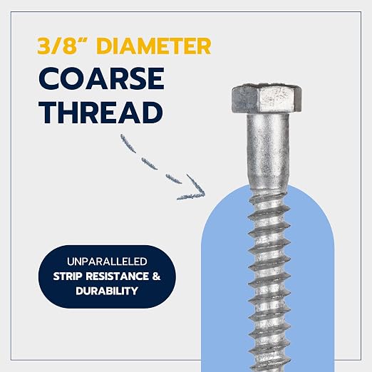 3/8 x 2-1/2 (50 Pack) Lag Screw Kit, 50 Screws and 50 washers, Hot Dip Galvanized, Meets ASME B18.2.1 Industrial/Commercial Grade by Makers Bolt