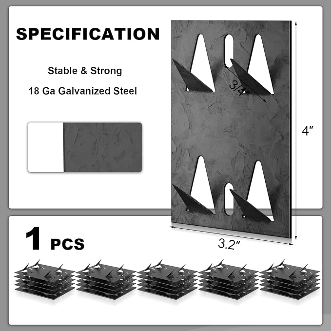 Blulu 1 Pcs Acoustic Panel Impaling Clips, 18 Gauge Galvanized Steel Sound Panel Wall Mount for Gypsum Board Plywood Masonry, Surface Mounting Impaling Clips for Acoustic Foam Panels (Black)