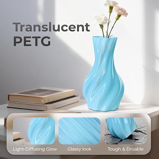Official Creality PETG 3D Printer Filament 1.75mm 1KG (2.2lbs), Translucent Dual Color Gradient Blue to White, High Precision, Strong Toughness 3D Printing CR PETG Filament, Gradient Blue White