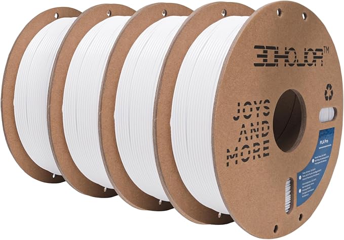 3DHoJor PLA Pro (PLA+) Filament 1.75mm 3D Printing Filament 1kg*4 Bundle Cardboard Spool Dimensional Accuracy +/- 0.03 mm-4 Pack Cold White