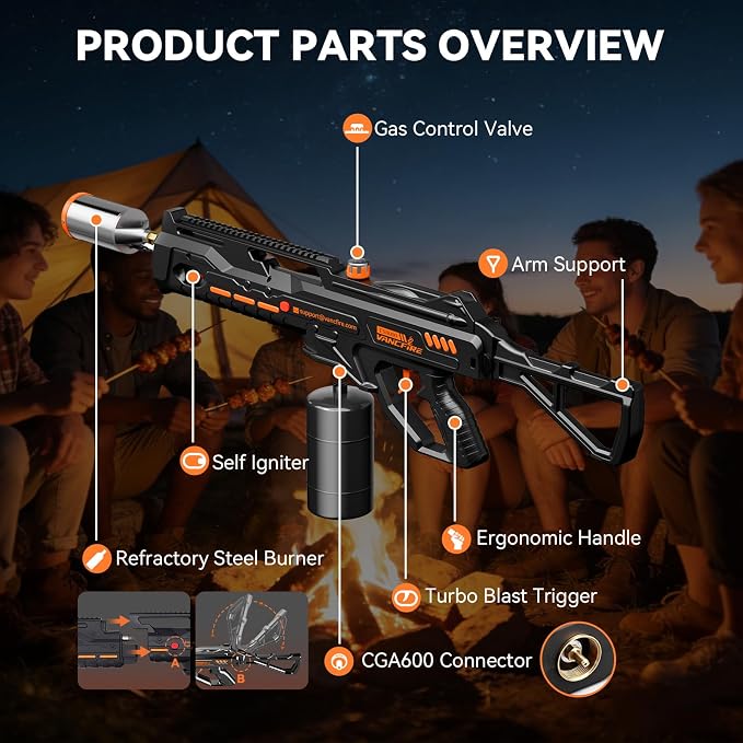 Powerful Propane Torch,36.8" Extra Long Blow Torch & Flamethrower with Trigger,Heavy Duty Cooking Searing Torch for Fire Starting,Grilling,Sous Vide Searing Steak & Weeding(Propane Tank Not Included)