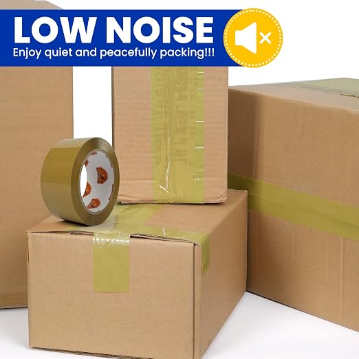 TAPEBEAR Low Noise Brown Packing Tape 72 Yards Extra Length, 1.88Inch-Wide Packaging Tape Refills, Secure Sticky Brown Tape 2.6Mil Heavy Duty for Moving, Shipping, Sealing, 6Rolls Total 432Yards