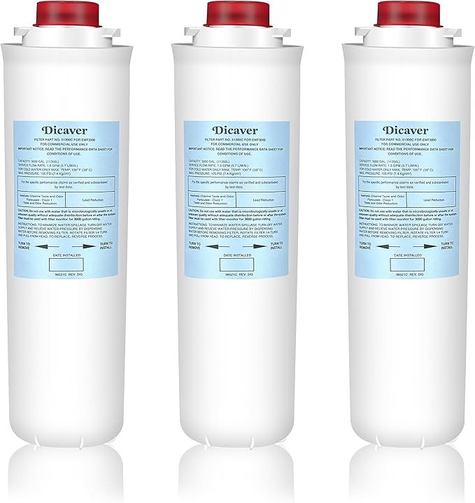 51300C Filters, Replacement for Elkay 51300C EWF3000 Filter By NSF/ANSI 42 Certified,Compatible with Ezh2o Filter Replacement Bottle Stations, High Capacity 3000 Gallon (No Chip) 3 Packs