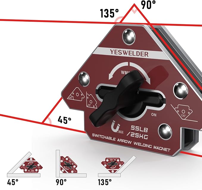 YESWELDER Switchable Welding Magnet 55LB On/Off Switch Arrow Magnetic Welding Holder, Holding Power Welding Accessory