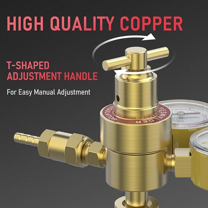 YESWELDER Argon CO2 Regulator with 8.2FT Hose 0-4000 PSI Gauges Gas Welding Regulator for MIG and TIG, CGA580 Inlet Connection