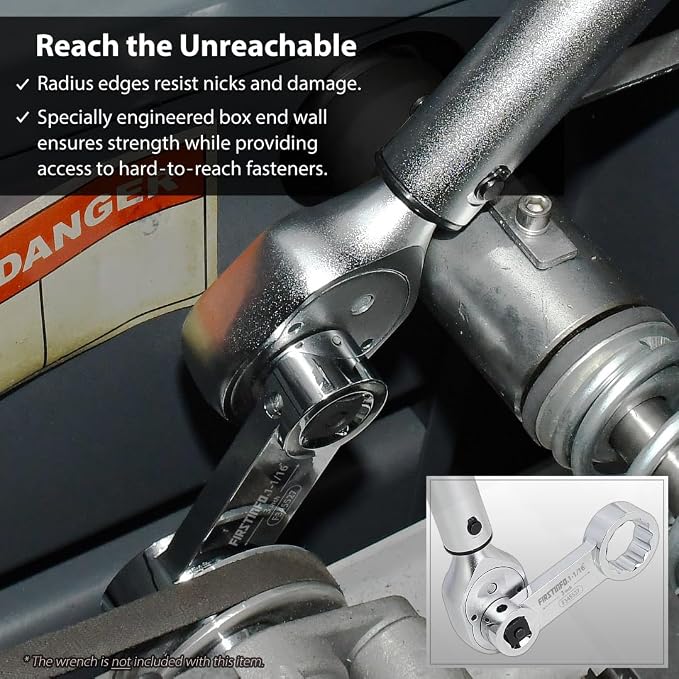 FIRSTINFO 1/2-inch Drive 1-1/16" 12-Point Box End Torque Adapter | 3 in center-to-center length • Fits 4, 6 & 12-point fasteners • CR-V steel • Thin-wall access • Made in Taiwan