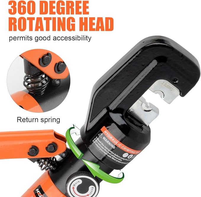 HZLZRZ Hydraulic Crimping Tool and Battery Cable Crimper Tool, Rope Cutter, Wire Crimping Tool Range 12AWG-2/0AWG, 9 Pairs Of Dies For Electrical Terminal Cable Tool Kit (YQK/70)