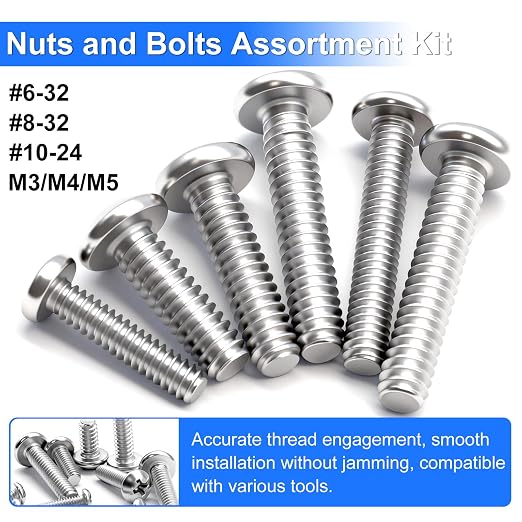 408PCS Machine Screws Nuts and Bolts Assortment Kit, 304 Stainless Steel Bolts #6-32#8-32#10-24 M3 M4 M5 Phillips Pan Head Hardware Screw Assortment Kit, Assorted Bolts, Nuts and Washers Kit