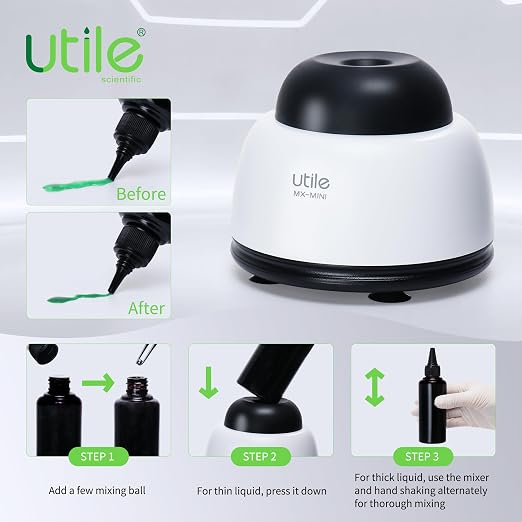 Utile Mini Vortex Mixer with Touch Function, Lab Paint Shaker, Lab Vortexer for Tubes,Include 120 pcs Stainless Steel Mixing Balls, 4424.3004.1B