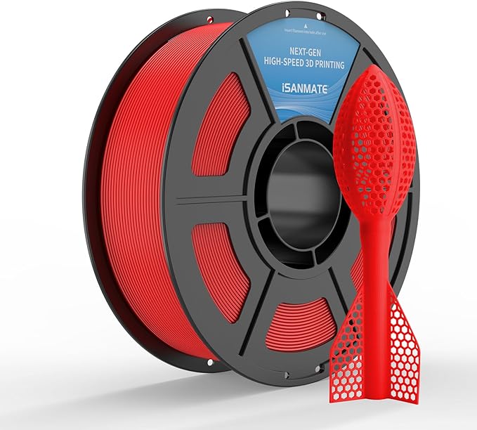 iSANMATE HS TPU Filament 1.75mm, Red TPU 95A HF High Speed, 1kg | Flexible Tough Wear-Resistant Elastic; HF TPU 50-200mm/s; Compatible with Bambu Lab and Most FDM 3D Printer; for TPU Beginner