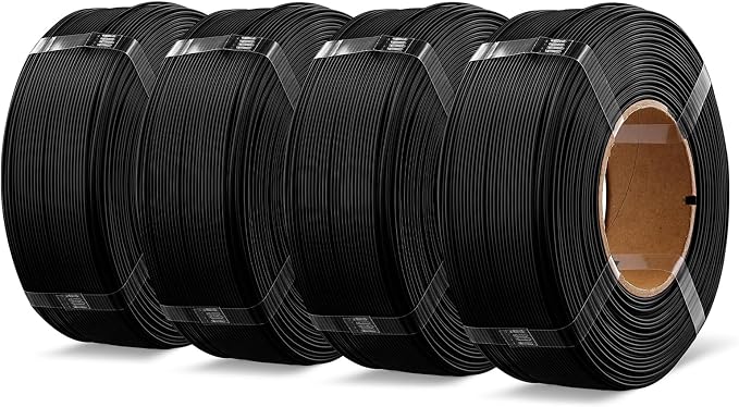 OVERTURE 4KG Bundle High Speed Refill PLA+ 3D Printer Filament 1.75mm, Upgraded Rapid PLA 2.0 with Enhanced Toughness & Stability, 4 Pack 1kg (2.2lb) Refilament for Bambu Lab (Black*4)