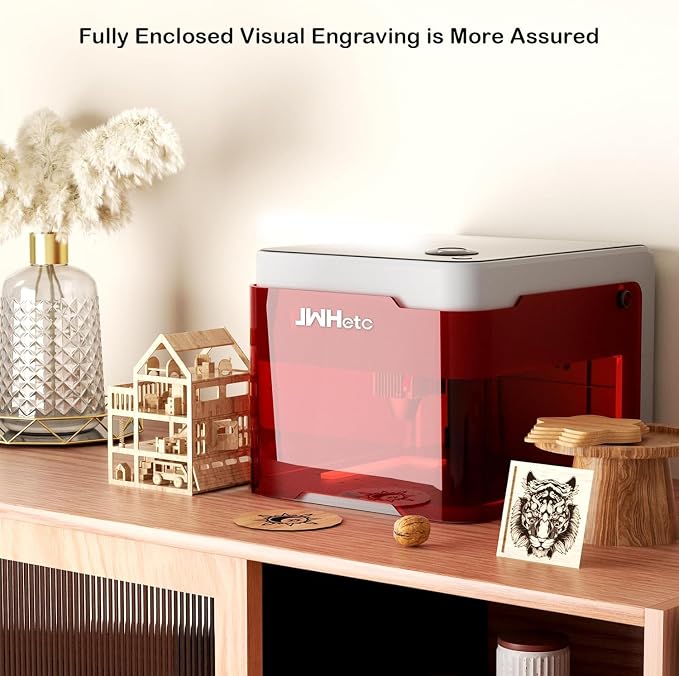 JWHetc X-PRO 5W Laser Engraver Machine, Portable 5000mW Laser Engraver and Cutter Machine for Wood Leather Coated Metal Paper Glass Cloth, for DIY Supports Win/Mobile System/Offline Class1 (5W Output)