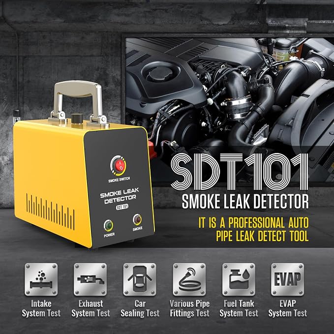 Smoke Leak Detector Locator SDT101 EVAP Fuel Leak Detectors Car Smoke Machine Leak Detector Car Pipe Leakage Tester EVAP Smoke Tester for 12V All Vehicles