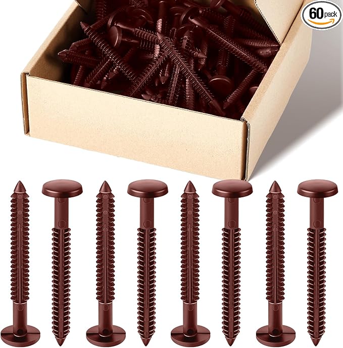 Blulu 60 Pcs 3 Inch Vinyl Shutter Fastener Window Panel Peg Lok Pin Pegs Screws Shutter Spikes Anchor (Burgundy Red)