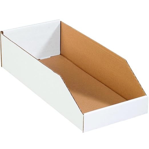 Box USA BBINBWZ818 Open Top Bin Boxes, 8 x 18 x 4 1/2, Oyster White (Pack of 50)