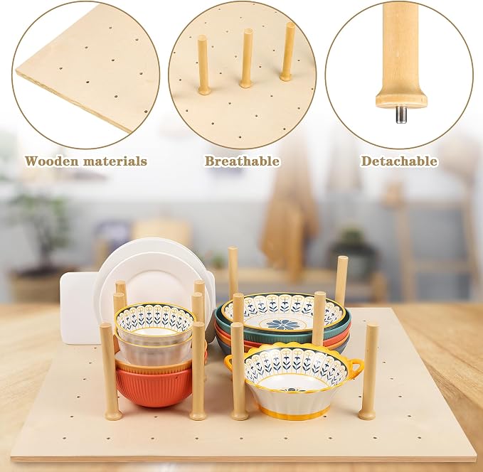 Pegboard Drawer Organizer（24×21in） Peg Board for Drawers,Peg Board Drawer Organizer Kitchen Pegboard Divider Adjustable Trimmable，15PCS Wood Wooden Peg