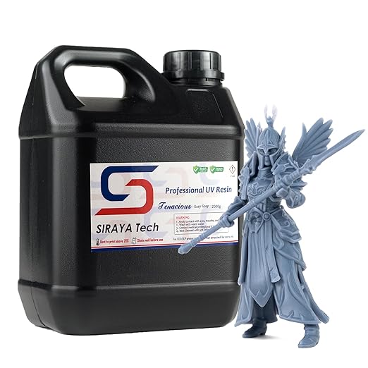 Siraya Tech Tenacious Easy Grey 3D Printer Resin, Easy-to-Print Flexible Resin with High Impact Resistance, Great Resolution, and High Toughness - No Mixing Needed, Perfect for MSLA/DLP/SLA, 2kg
