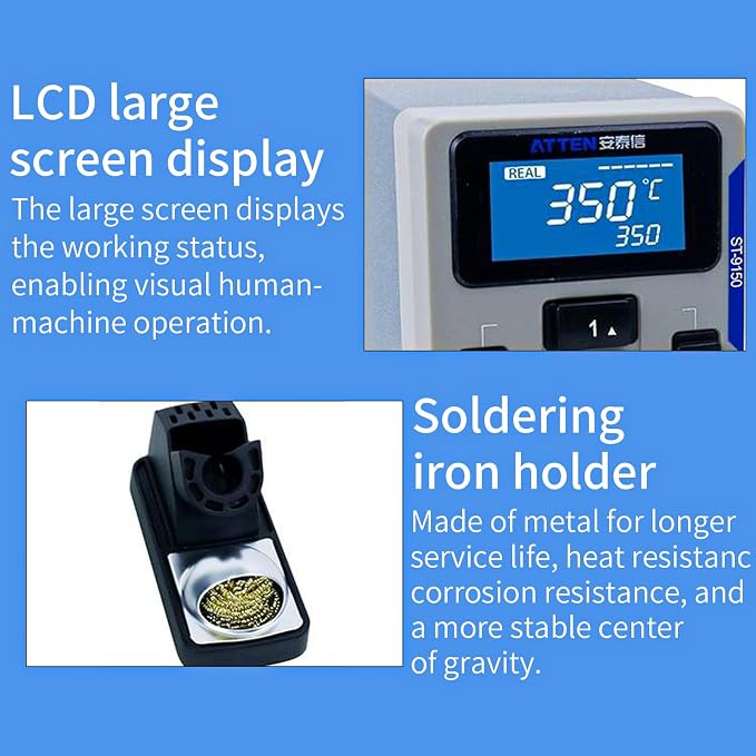ATTEN ST-965 Soldering Station, Digital Display Welding Station, Equipped with Automatic Sleep Function and ℃/℉ Switching, Suitable for Mobile Phone Chip and Electronic Repair. 110V 65W