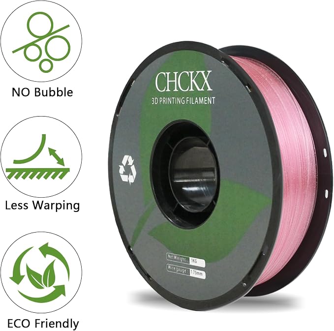 Crystal PLA 3D Printer Filament, Dimensional Accuracy +/- 0.02 mm, 1 kg Spool(2.2lbs), 1.75 mm,Crystal Pink