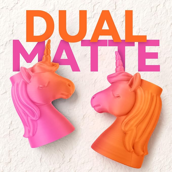 SUNLU Dual Color Matte PLA Filament 1.75mm, Matte 3D Printer PLA Filament, PLA Filament 1kg Spool (2.2lbs), Dimensional Accuracy +/- 0.02mm, Orange Red