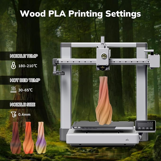 AMOLEN Wood Pla 3D Printer Filament Wood Pla Gradient Matte Finish Bundle 1.75mm, Dimensional Accuracy +/- 0.02mm, 200gx4 Spools for All FDM Printers