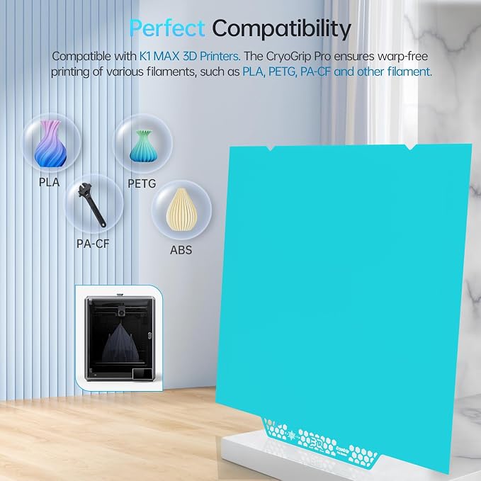BIQU CryoGrip Pro Glacier 310x315mm Panda Build Plate for K1 MAX 3D Printer Double Sided Upgrade Fine Textured Spring Steel Plate Removable Surface Platform
