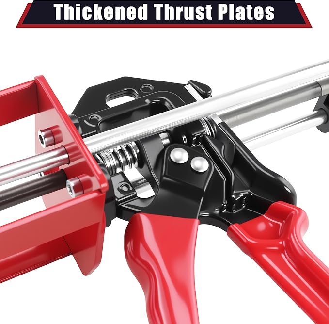 200ml Dual Cartridge Epoxy Gun All Metal Heavy Duty Epoxy Applicator for 1:1 & 2:1 Mix Ratio Professional Panel Bonding Caulking Gun for Auto Body Repair Structural Adhesive & Construction Red