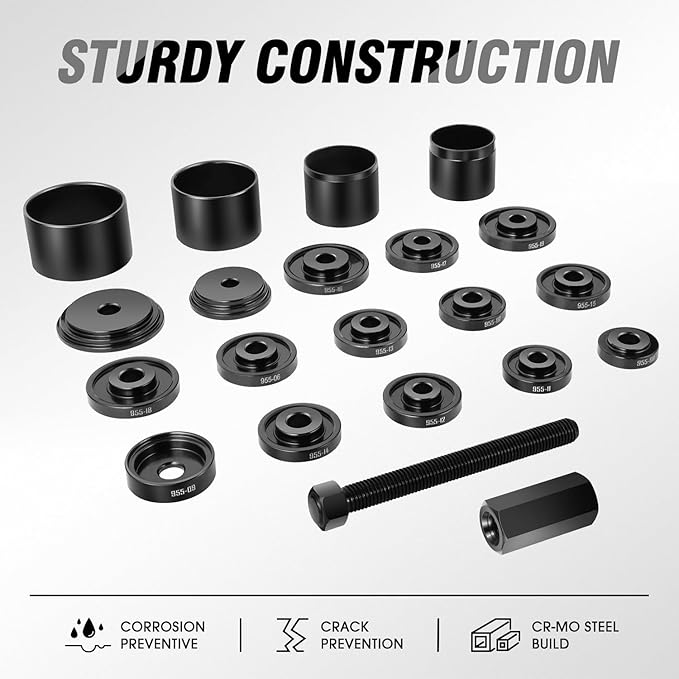 DNA Motoring 23pcs Front Wheel Drive Bearing Removal Installation Tool Set, Wheel Bearing Puller Adapters Kit, TOOLS-00574