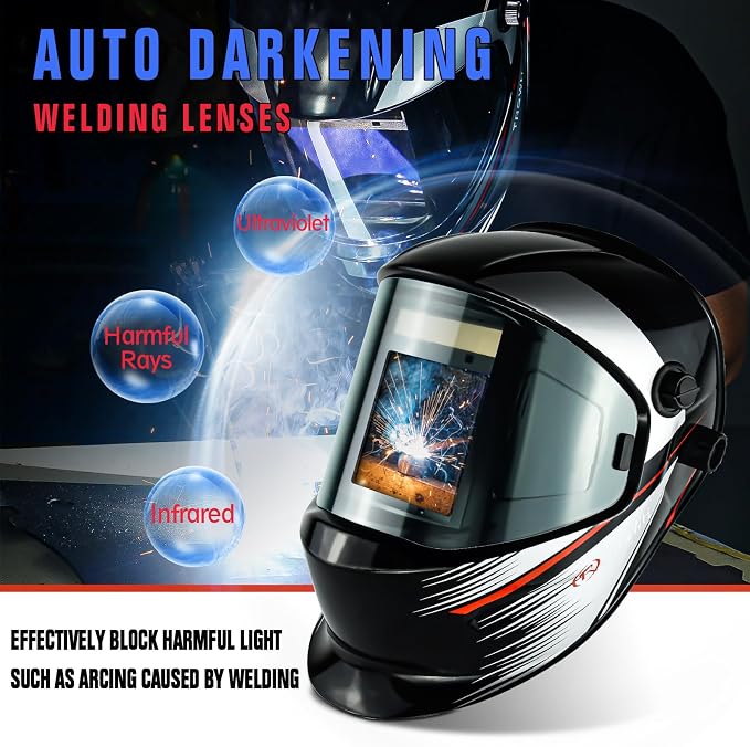 TRQWH Panoramic 180° Large Viewing True Color Solar Powered Welding Helmet & Welding Backpack for Men Waterproof Reinforced Bottom Large Capacity Extreme Gear Pack