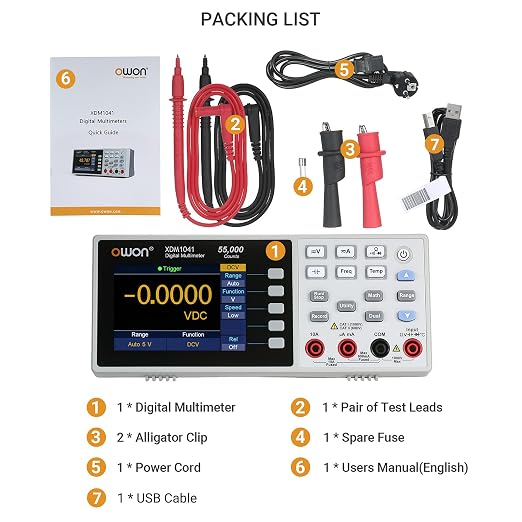 OWON XDM1041 USB/RS232 Digital Multimeter 55000 Counts High Accuracy Universal Desktop Temperature Multimeters Meter with 3.7Inch LCD Screen