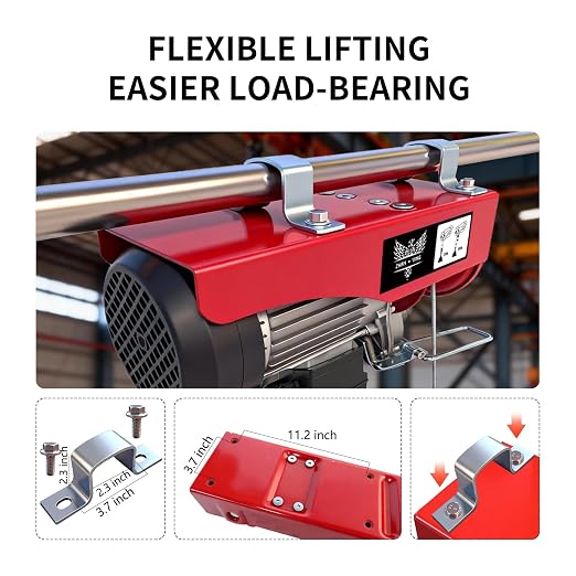 2200lbs Electric Hoist with Wireless Remote Control,110v Electric Hoist with Remote Control, 40ft/20ft Lifting Height & Motor, Lift Hoist for Factories Warehouses Construction Site Attic