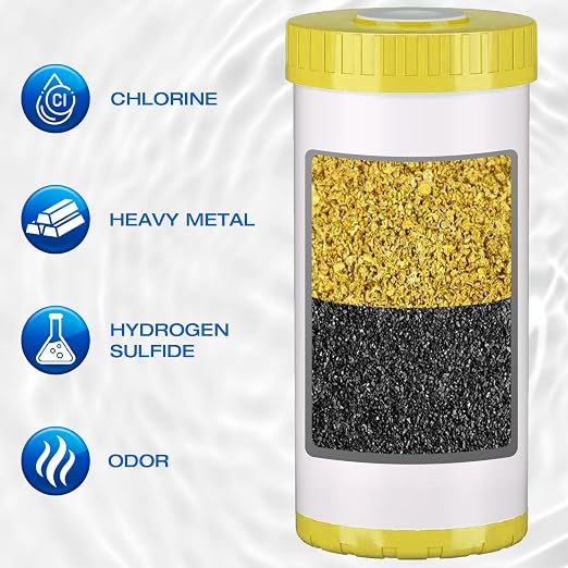 H&G Lifestyles 10" x 4.5" Whole House KDF and Carbon Water Filter | Reduce Chlorine Heavy Metal Improve Water Taste,Compatible with 84637, WPX5BB97P, PC10, 355214-45, 355215-45, WP10BB97P