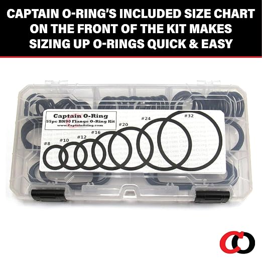 Captain O-Ring Flange Seal (SAE Code 61/62) Hydraulic O-Ring Seal Kit (Buna 90 / BN90-55 Piece Kit)