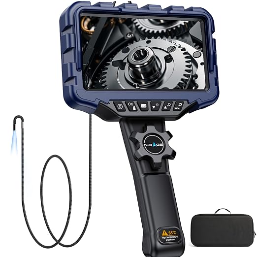 3.9mm Two-Way Articulating Borescope 7'' IPS Screen Endoscope Camera with Light 1080P Industrial Inspection Camera Ultra Thin Waterproof Snake Cam for Automotive Mechanics Wall Gadgets Tool