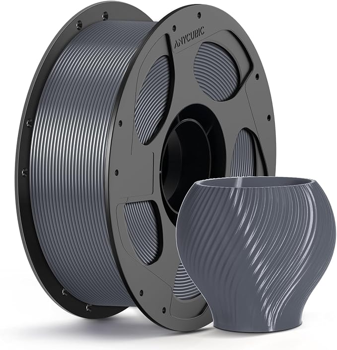 ANYCUBIC PETG Filament 1.75mm, 3D Printer Filament, Dimensional Accuracy +/- 0.02mm, Exceptional Toughness, Print with Most FDM 3D Printers, 1KG Reusable Spool, Texture Gray