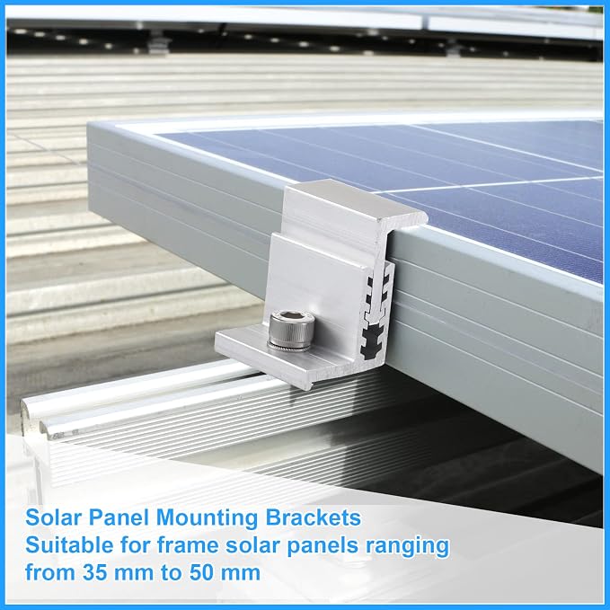Zhengmy 40 Pack Solar Panel End Clamp Mounting Z Bracket Mid Clamps Aluminum Rail End Clamps Clips Adjustable Panels Grounding Gutter Kit for Pv Mounting System Install Hardware Fasteners Accessory