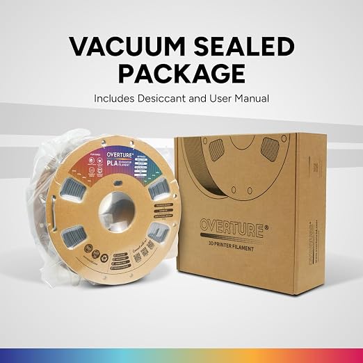 OVERTURE PLA Filament 1.75mm, Neatly Wound 3D Printer Filament 1kg Spool (2.2lbs), Dimensional Accuracy +/- 0.02 mm, Fit Most FDM 3D Printers (Metallic Grey)