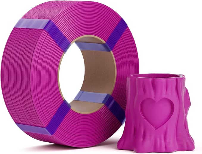 PLA Basic Refill Filament 1.75mm, No Spool 3D Printer Filament, Dimensional Accuracy +/- 0.02mm, Fits for Most FDM 3D Printers, 1KG Magenta
