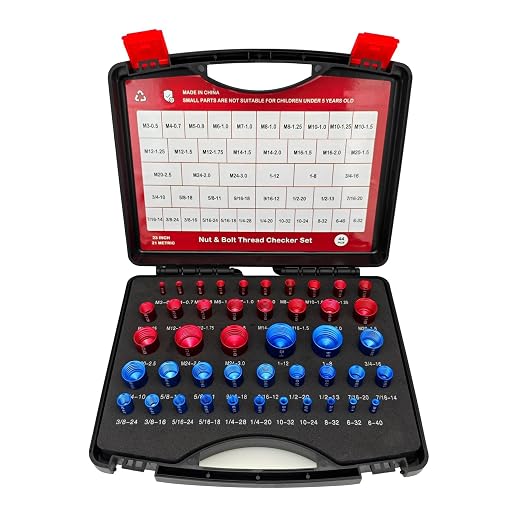 Drill America 44-Piece SAE and Metric Nut and Bolt Thread Checker Standard Gauge Set (#6-32 to 1"-12, m3 - m24)