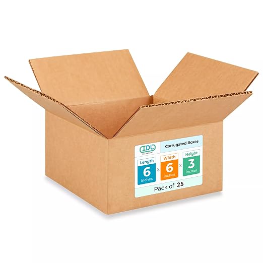 Small Moving & Shipping Boxes 6"L x 6"W x 3"H (25-Pack) - Extra Strength 200 lb vs Regular - USA-Made Corrugated Moving Box - Small Cardboard Box - Moving Box Heavy Duty by IDL Packaging