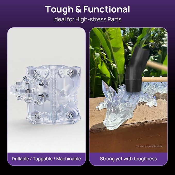 RESIONE G217 Clear Tough 3D Printer Resin, Non-Yellowing Transparent Resin, ABS-Like Strength, High Impact & Tensile Strength, Ideal for Clear Miniatures, Prototypes & Special-Effect Parts, 1KG