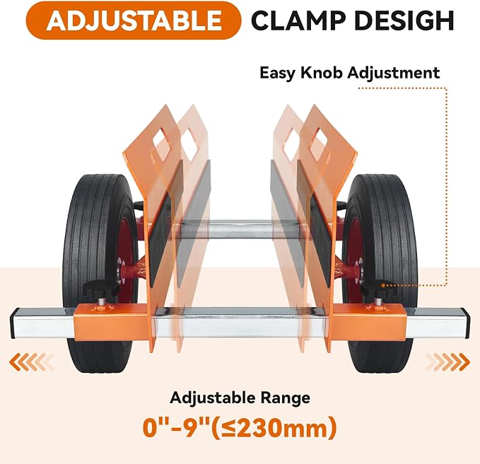 Panel Dolly, 16"x16"x7.8" Drywall Door Dolly | 1100LBS Capacity, Equipped with 10 Inch Rubber Wheels & Adjustable Clamp, for Drywall Plywood Doors Inside & Outside(Orange)