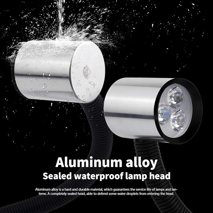 Led Magnetic Machine Work Light IP65 Water Proof Flexible Gooseneck lamp 900 Lumens 120 Volt for Lathe Milling Drill Press Industrial Lighting