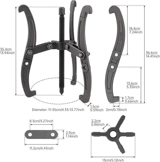 ChgImposs 14 Inch 2 Jaw / 3 Jaw Gear Puller, Multifunction Standard Carbon Steel Bearing Puller with 4 Single Hole Claw Pullers for Car/Mechanical Repairing